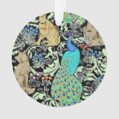 Art Nouveau Peacock Print, Turquoise & Neutrals Ornament (voorkant)