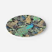 Art Nouveau Peacock Print, Turquoise & Neutrals Papieren Bordje (Gekanteld)