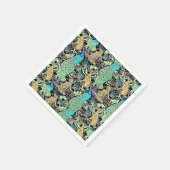 Art Nouveau Peacock Print, Turquoise & Neutrals Servetten (Hoek)