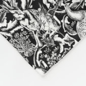 Art Nouveau Peacock Print, zwart en wit Fleece Deken (Hoek)