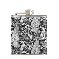 Art Nouveau Peacock Print, zwart en wit