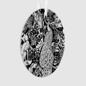 Art Nouveau Peacock Print, zwart en wit Ornament (voorkant)