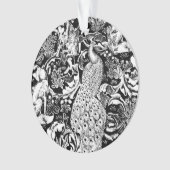 Art Nouveau Peacock Print, zwart en wit Ornament (voorkant)