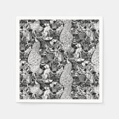 Art Nouveau Peacock Print, zwart en wit Servetten (Voorkant)