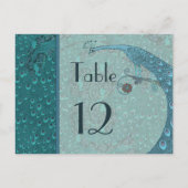 Art Nouveau  Peacock Table Number Card Briefkaart (Achterkant)
