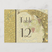 Art Nouveau  Peacock Table Number Card Briefkaart (Achterkant)
