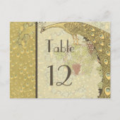 Art Nouveau  Peacock Table Number Card Briefkaart (Voorkant)