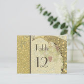 Art Nouveau  Peacock Table Number Card Briefkaart (Staand voorkant)