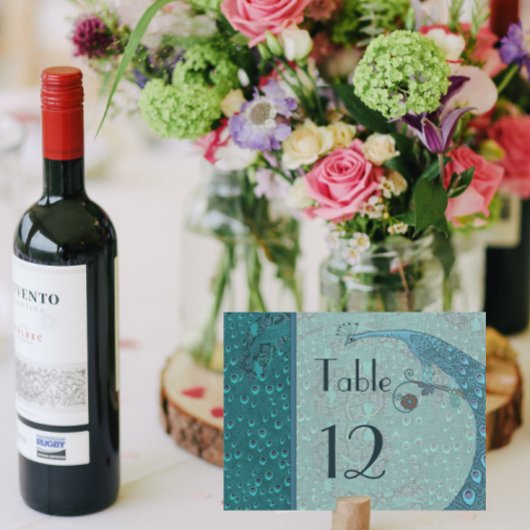 Art Nouveau  Peacock Table Number Card Briefkaart