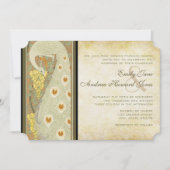 Art Nouveau Peacock Tortelduifjes Bruiloft Kaart (Voorkant)