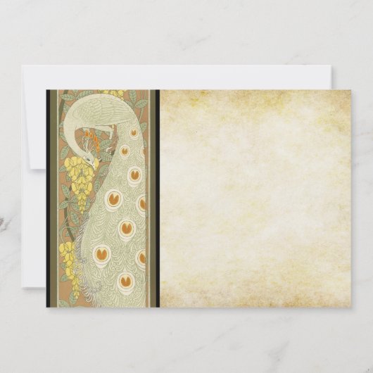 Art Nouveau Peacock Tortelduifjes Bruiloft Kaart (Achterkant)