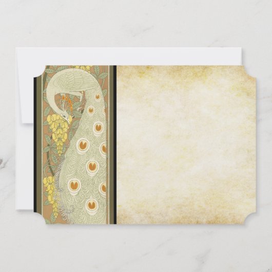 Art Nouveau Peacock Tortelduifjes Bruiloft Kaart (Achterkant)