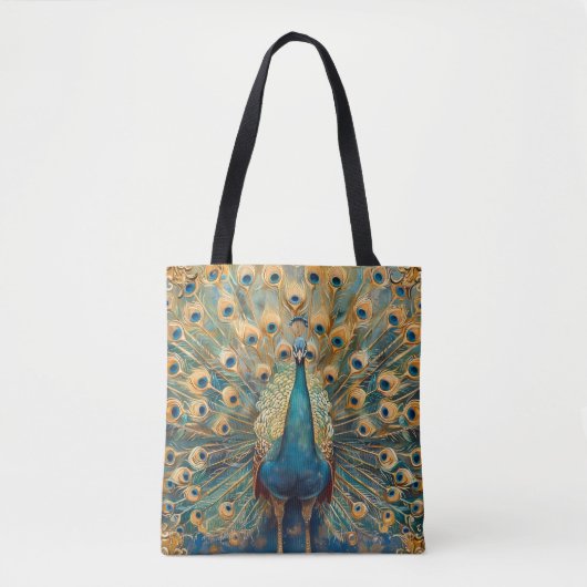 Art Nouveau Peacock Tote Bag (Voorkant)