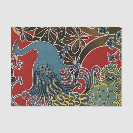 "Art Nouveau Peacock" van Gisbert Combaz Tissuepapier (Voorkant)