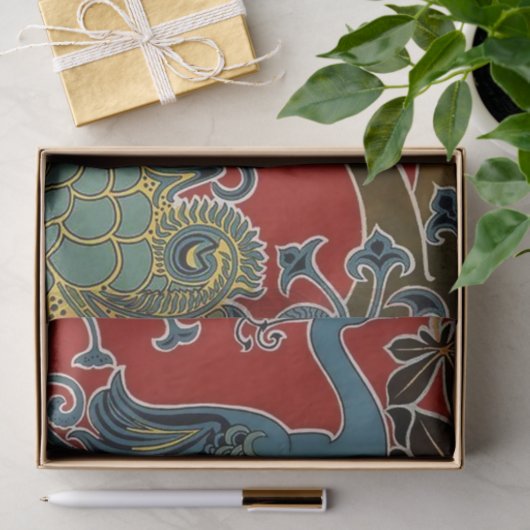 "Art Nouveau Peacock" van Gisbert Combaz Tissuepapier (Geschenk)