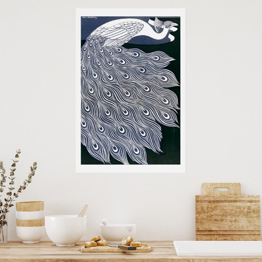 Art Nouveau Peacock van Will Bradley Poster (Keuken)