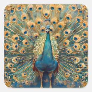 Art Nouveau Peacock Vierkante Sticker