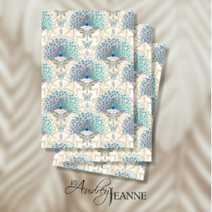 Art Nouveau Peacock Vlinder Ivoor Decoupage Tissuepapier