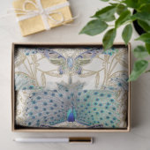 Art Nouveau Peacock Vlinder Ivoor Decoupage Tissuepapier (Geschenk)