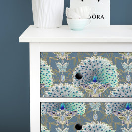 Art Nouveau Peacock Vlinder Navy Deco Decoupage Tissuepapier
