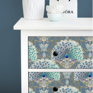 Art Nouveau Peacock Vlinder Navy Deco Decoupage Tissuepapier