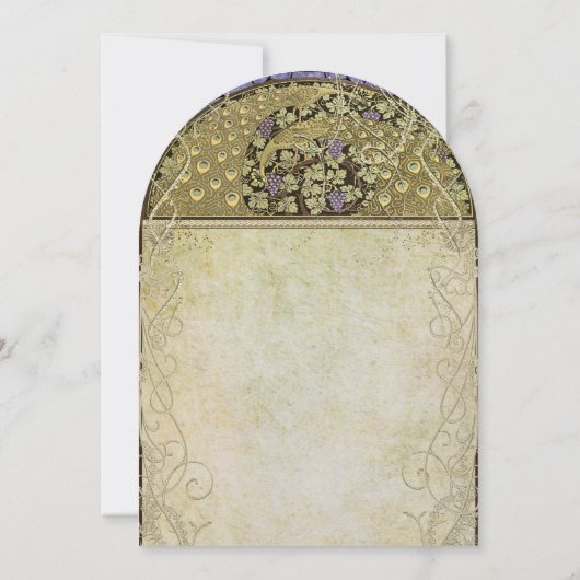 Art Nouveau Peacock Weddenschap klik op MEER LEES Kaart (Achterkant)