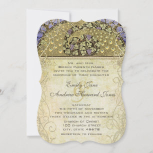 Art Nouveau Peacock Wedding Kaart