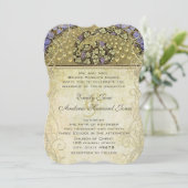 Art Nouveau Peacock Wedding Kaart (Staand voorkant)