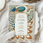 Art Nouveau Peacock Wedding Kaart<br><div class="desc">Deze prachtige Art Nouveau huwelijksuitnodiging toont een ingewikkelde pauw illustratie met elegante, vloeiende veren in diepe blues, zachte greens en warme gouden kleuren. Geïnspireerd door de luxueuze esthetiek van het begin van de 20e eeuw, voegen het botanische lijst en de delicate detaillering een verfijnde, toets toe. De uitnodiging combineert fijne...</div>
