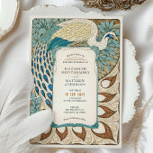 Art Nouveau Peacock Wedding Kaart