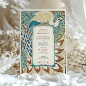 Art Nouveau Peacock Wedding Kaart