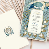 Art Nouveau Peacock Wedding Kaart