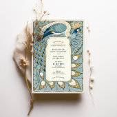 Art Nouveau Peacock Wedding Kaart