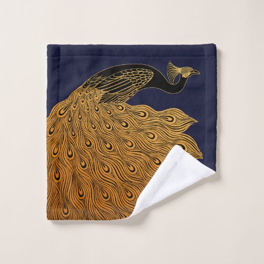 Art Nouveau Peacock Will Bradley Bad Handdoek (Wasdoekje)