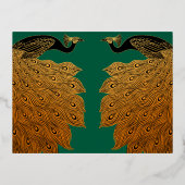 Art Nouveau Peacock Will Bradley Folie Feestdagen Briefkaart (Voorkant)