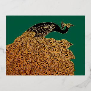Art Nouveau Peacock Will Bradley Folie Feestdagen Briefkaart