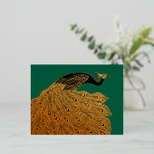 Art Nouveau Peacock Will Bradley Folie Feestdagen Briefkaart (Staand Voorkant)