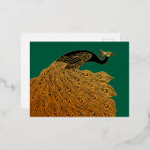 Art Nouveau Peacock Will Bradley Folie Feestdagen Briefkaart (Voorkant / Achterkant)