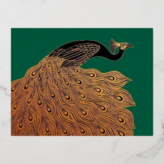 Art Nouveau Peacock Will Bradley Folie Feestdagen Briefkaart (Voorkant)