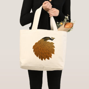 Art Nouveau Peacock Will Bradley Grote Tote Bag