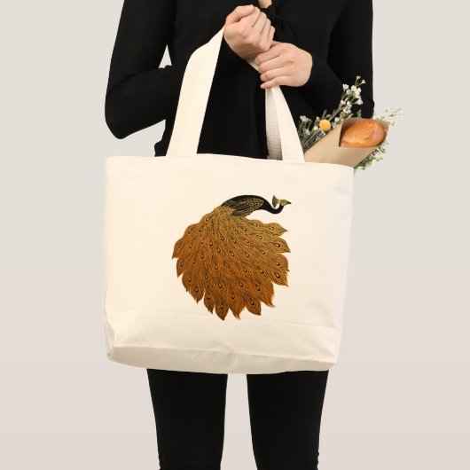 Art Nouveau Peacock Will Bradley Grote Tote Bag (Voorkant (product))