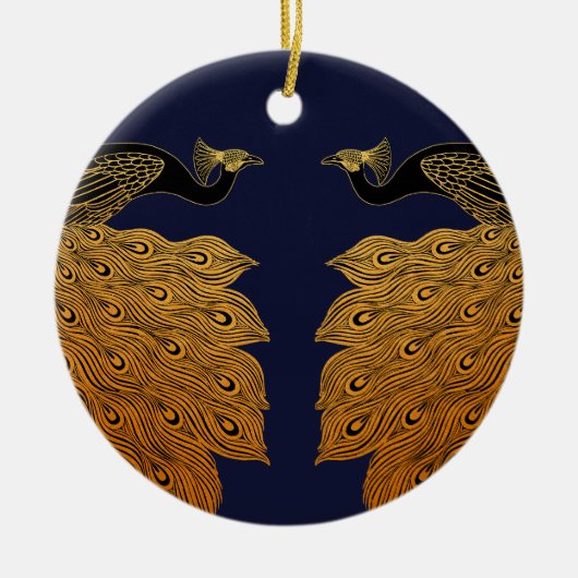 Art Nouveau Peacock Will Bradley Keramisch Ornament (Voorkant)