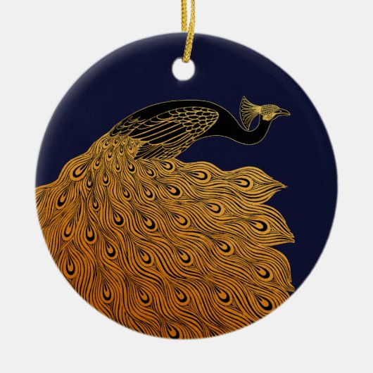 Art Nouveau Peacock Will Bradley Keramisch Ornament (Voorkant)