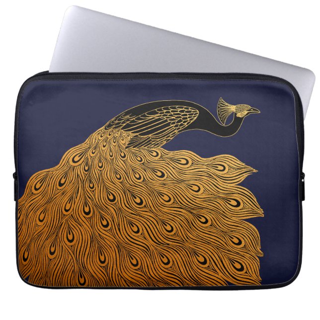 Art Nouveau Peacock Will Bradley Laptop Sleeve (Voorkant)
