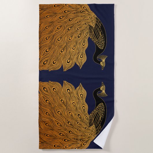 Art Nouveau Peacock Will Bradley Strandlaken (Voorkant)