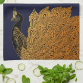 Art Nouveau Peacock Will Bradley Theedoek (Gevouwen)