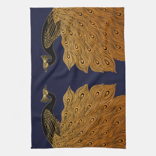 Art Nouveau Peacock Will Bradley Theedoek (Verticaal)