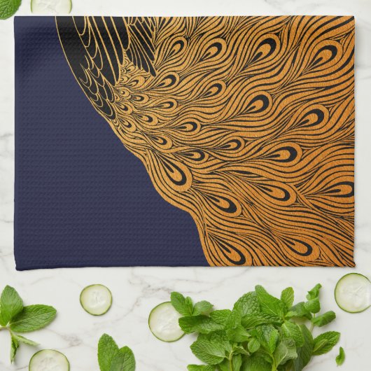 Art Nouveau Peacock Will Bradley Theedoek (Gevouwen)