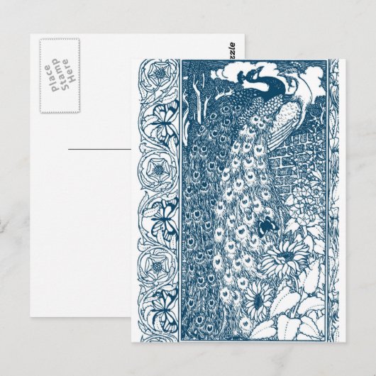 Art Nouveau Peacocks Briefkaart (Voorkant / Achterkant)
