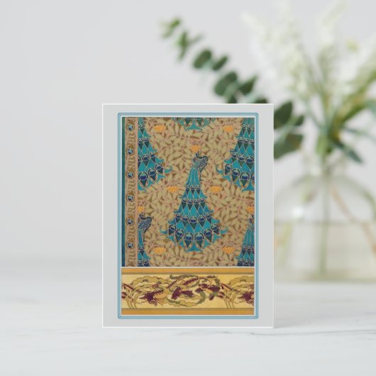 Art Nouveau Peacocks Briefkaart (Staand voorkant)